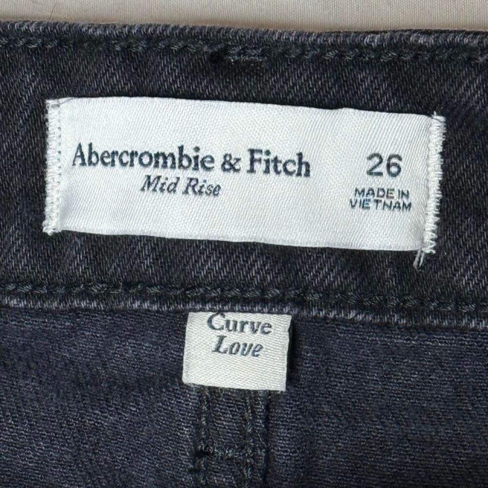 Abercrombie & Fitch Mid Rise Denim Mini Skirt - Washed Black - Size 26 / 2 - Picture 5 of 7